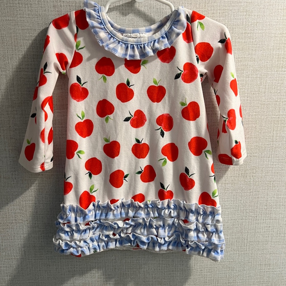 Size 12 month Sugar bee dress. Apples print